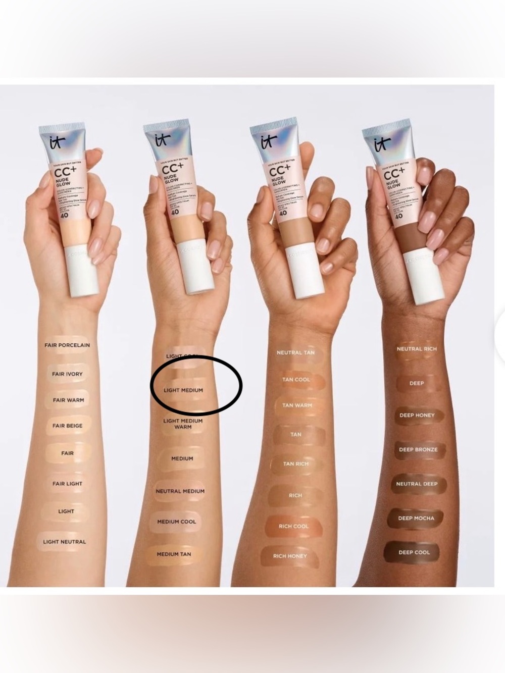 NIB New CC+ NUDE GLOW LIGHTWEIGHT FOUNDATION + GLOW SERUM WITH SPF 40 Light Med - Picture 2 of 16